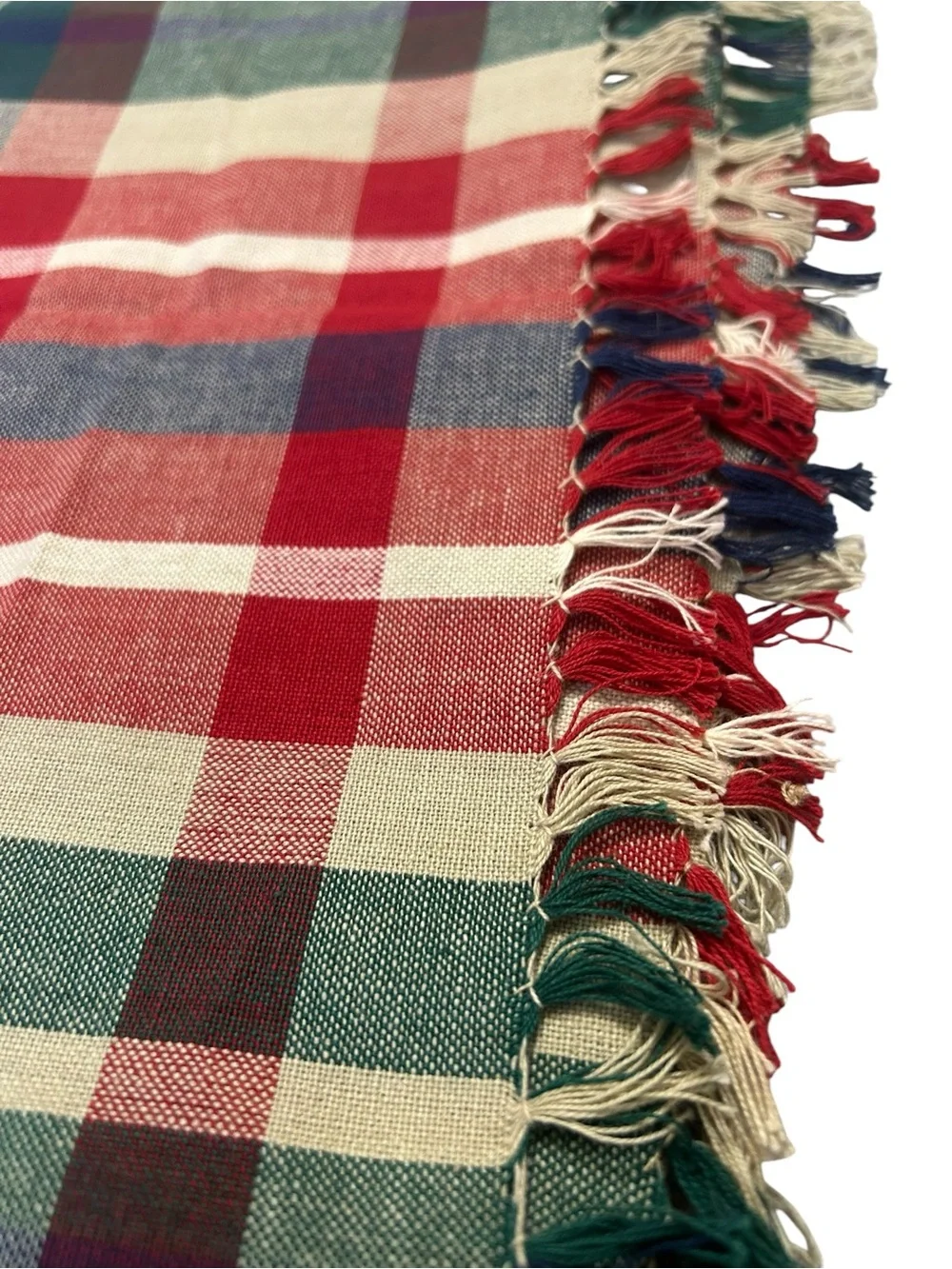 Vintage Red Plaid Cloth Napkins, 13” Hand Made, Qty 5